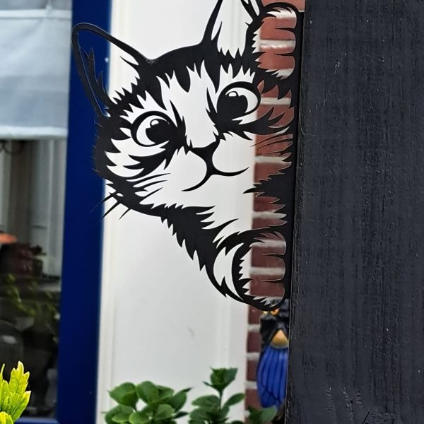 kiekeboe kat verticaal wanddecoratie metaal cadeau kado lief