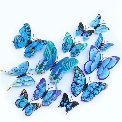 blauw onthewall magneetvlinders 3d magnetisch dubbellaags decoratie