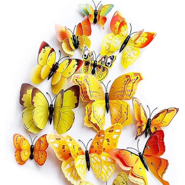 Magneet vlinders zakje 12 stuks mix decoratie vlinder kleuren pvc