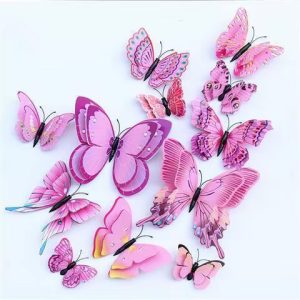 roze onthewall magneetvlinders 3d magnetisch dubbellaags decoratie