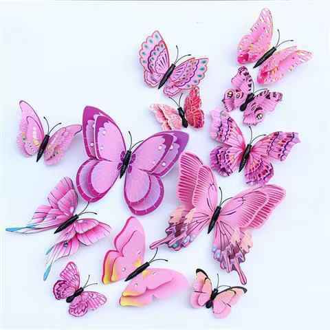 roze onthewall magneetvlinders 3d magnetisch dubbellaags decoratie