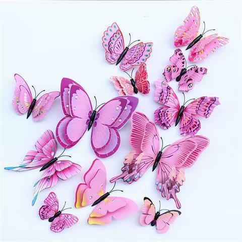 roze onthewall magneetvlinders 3d magnetisch dubbellaags decoratie