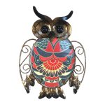 uil paisley bruin s metaal glas 15x20 decoratie huis tuin schutting terras balkon - kado - belgie frankrijk spanje portugal curacao engeland