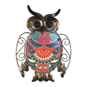 uil paisley bruin s metaal glas 15x20 decoratie huis tuin schutting terras balkon - kado - belgie frankrijk spanje portugal curacao engeland