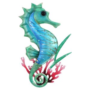 Zeepaard koraal decoratie kado cadeau wanddecoratie metaal glas