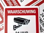 waarschuwing 24uur camera bewaking eigen terrein geen doorgang metalen wandbord inbrekers inbraakpreventie afschrikken beveiliging metalen wandbord security