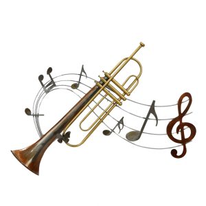 trompet metaal 70x45cm muziek decoratie muur