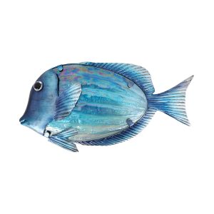 vis blauw metaal glas 37cm cadeau decoratie huis tuin terras schutting schuur