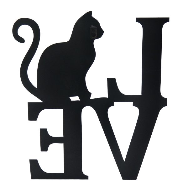 Kat | love | lasergesneden wandornament van kwaliteitsmetaal | 36x41cm | kat cadeau kado