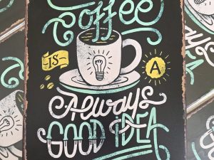 metalen wandbord 20x30 coffee always a good idea - koffie altijd een goed idee