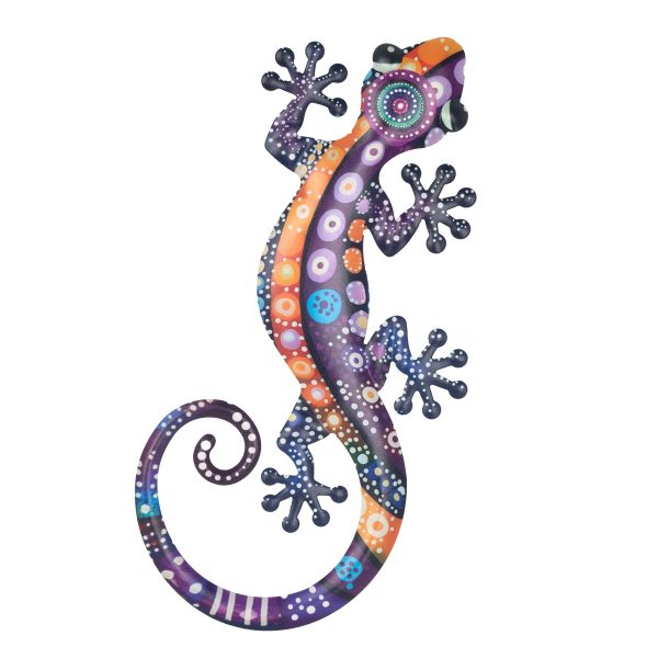 salamander decoratie metaal huis tuin terras cadeau kado paisley-o l oranje paars 13x30