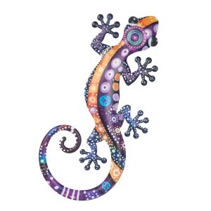 salamander decoratie metaal huis tuin terras cadeau kado paisley-o l oranje paars xxl 20x46