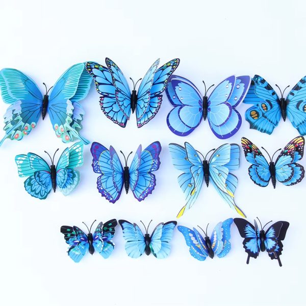 blauw onthewall magneetvlinders 3d magnetisch dubbellaags decoratie