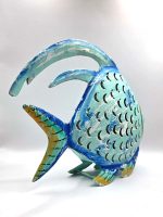 waxinelichthouder metalen vis decoratie blauw theelicht houder metaal