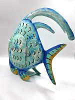 waxinelichthouder metalen vis decoratie blauw theelicht houder metaal