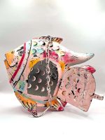 waxinelichthouder metalen vis decoratie roze theelicht houder metaal