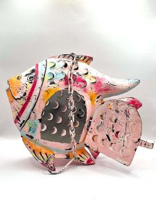 waxinelichthouder metalen vis decoratie roze theelicht houder metaal