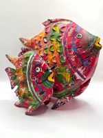 Waxinelichthouder | vis | metaal | 15x17 cm | rood | handgeschilderd | theelichthouder - Afbeelding 4