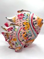 Waxinelichthouder | vis | metaal | 15x17 cm | roze | handgeschilderd | theelichthouder - Afbeelding 6