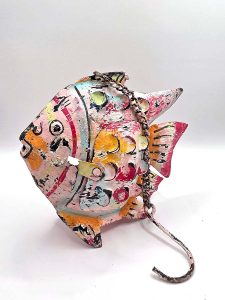 waxinelichthouder metalen vis decoratie roze theelicht houder metaal