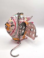 waxinelichthouder metalen vis decoratie roze theelicht houder metaal