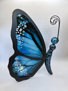 waxinelichthouder vlinder glas metaal theelicht houder onthewall decoratie XL
