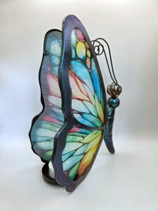 waxinelichthouder vlinder glas metaal theelicht houder onthewall decoratie XL