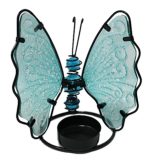 Waxinelichthouder | vlinder | metaal & glas | 12x12 cm | m02 | theelichthouder - Afbeelding 3