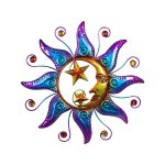zon maan sterren paars metaal ornament 40cm onthewall decoration