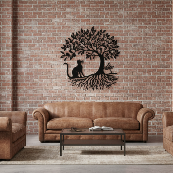 levensboom ornament treeoflife kat poes 50x46cm sfeer