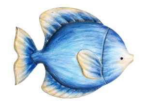 vis metaal z01 46cm wanddecoratie blauw