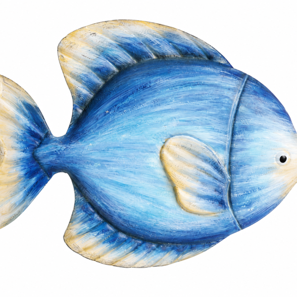 vis metaal z01 46cm wanddecoratie blauw