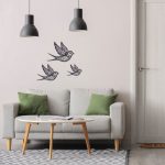 Metalen zwaluwen wanddecoratie | set van 3 vogels | zwart | 35 cm | sfeer