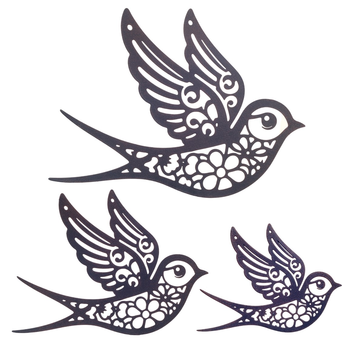 Metalen-zwaluwen-wanddecoratie-set-van-3-vogels-zwart-35cm Metalen zwaluwen wanddecoratie | set van 3 vogels | zwart | 35 cm