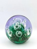Glazen paperweight groen zeewier met luchtbellen - p10