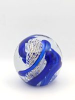 Glazen paperweight blauw-wit-gouden swirl - p12 - Afbeelding 2