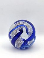 Glazen paperweight blauw-wit-gouden swirl - p12 - Afbeelding 3