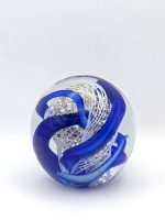 Glazen paperweight blauw-wit-gouden swirl - p12 - Afbeelding 4