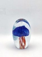 Glazen paperweight met blauw-oranje kwal - p21 - Afbeelding 2