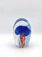 Glazen paperweight met blauw-oranje kwal - p21 - Afbeelding 5