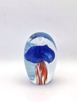 Glazen paperweight met blauw-oranje kwal - p21 - Afbeelding 6