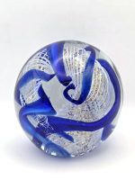Glazen paperweight blauw-wit-gouden swirl - p23 - Afbeelding 2