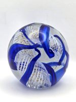 Glazen paperweight blauw-wit-gouden swirl - p23 - Afbeelding 4