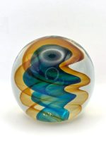 Glazen paperweight groen-oranje swirl - p24 - Afbeelding 2