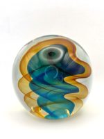 Glazen paperweight groen-oranje swirl - p24 - Afbeelding 3