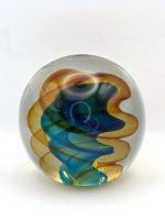 Glazen paperweight groen-oranje swirl - p24 - Afbeelding 4