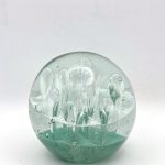 Glazen paperweight groene golven met luchtbellen - p26