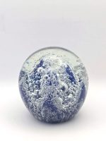 Glazen paperweight blauwe bubbelbol - p27