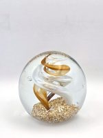 Glazen paperweight goud-witte swirl - p32