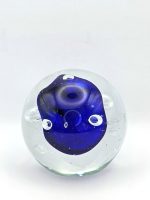 Glazen paperweight blauwe kubus met luchtbellen - p6 - Afbeelding 2